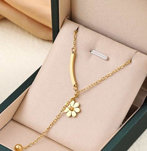 Necklace,stainless Steel,with Flower And One Horizontal ,Only Self-pickup Is Supported, And The Displayed Prices Are All Self-pickup Prices