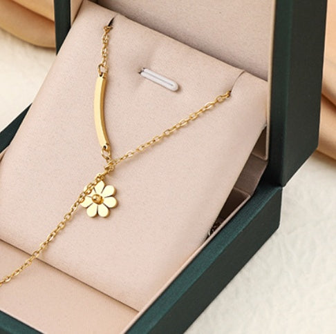 Necklace,stainless Steel,with Flower And One Horizontal ,Only Self-pickup Is Supported, And The Displayed Prices Are All Self-pickup Prices