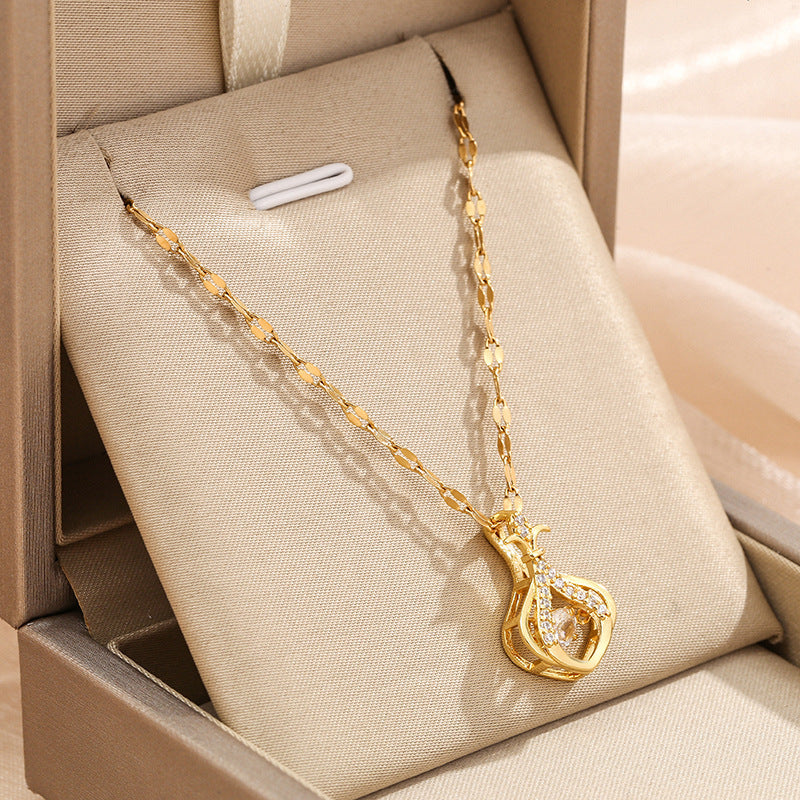 Necklace,stainless Steel,with Golden Flower ,Only Self-pickup Is Supported, And The Displayed Prices Are All Self-pickup Prices