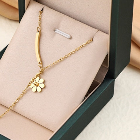 Necklace,stainless Steel,with Flower And One Horizontal ,Only Self-pickup Is Supported, And The Displayed Prices Are All Self-pickup Prices